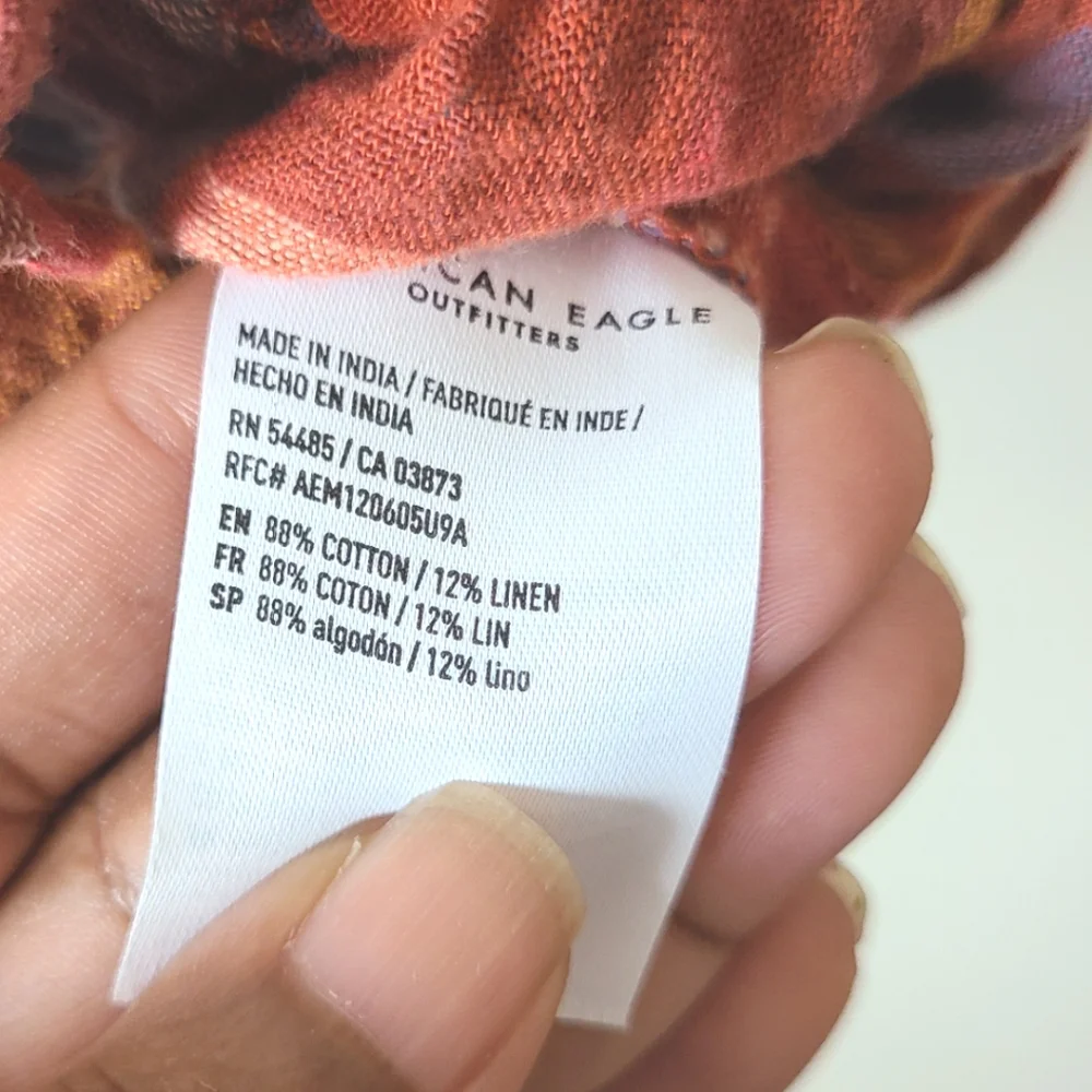 American Eagle Outfitters Orange Plaid Crop Top Size Small - Picture 7 of 7